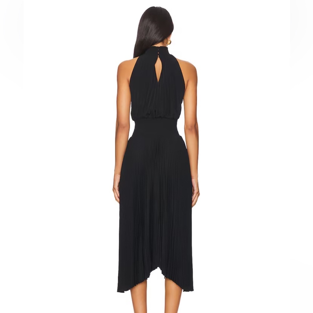 A.L.C. Renzo Black Matte Pleated Halter Midi Dress Size 0 - Picture 14 of 15